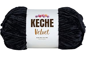Keche Velvet Yarn for Crocheting, Soft Chenille Bulky Baby Blanket Amigurumi Yarn 100 gr (132 yds) - Black