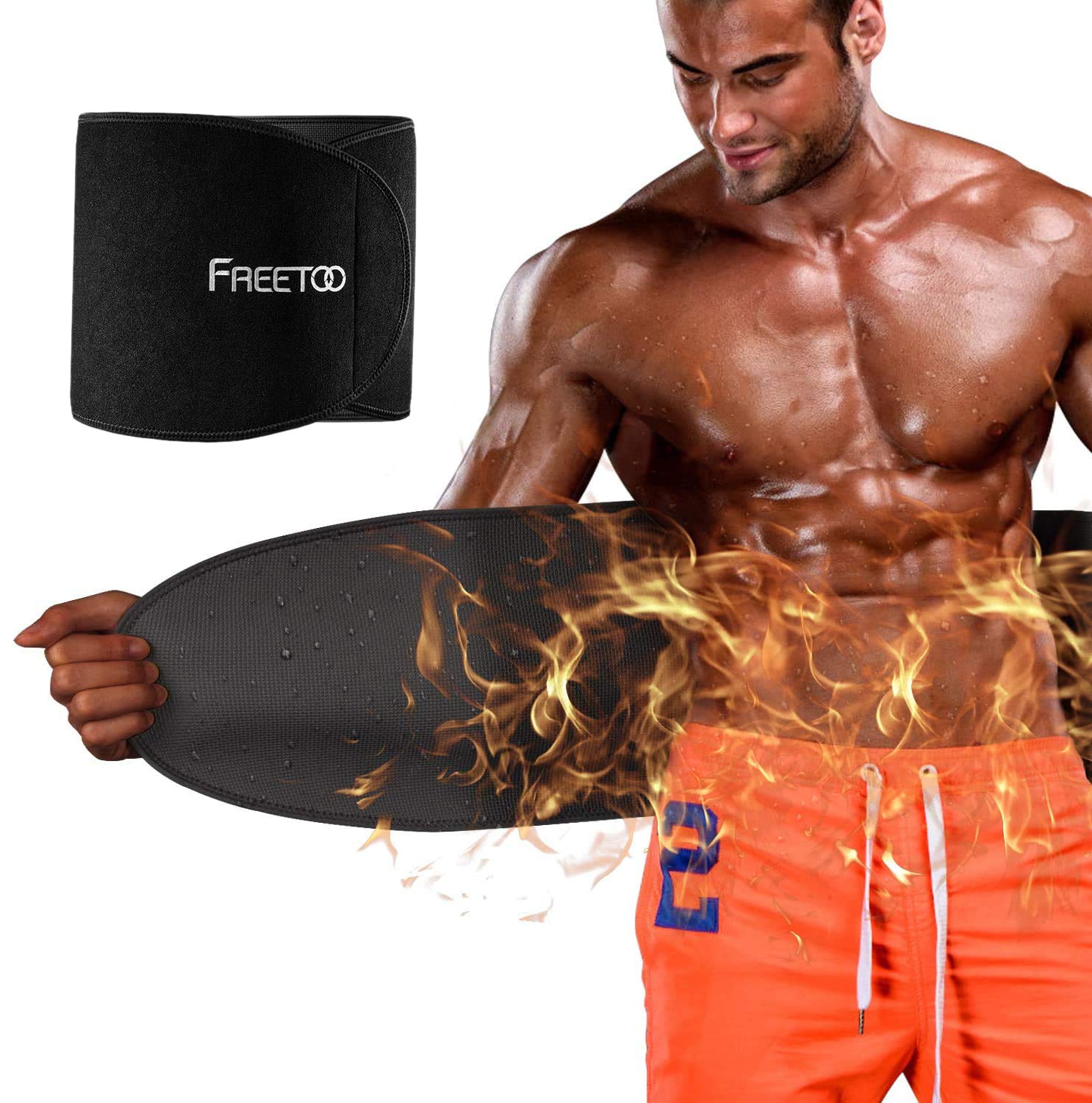 FREETOO Waist Trimmer Belt Slimming Sweat Belt for Fitness Adjustable Waist Trainer for Men and Women Super Lightweight for Slimming Running