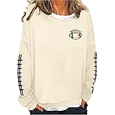 Game Day Sweatshirt for Women - Womens Football Shirts Graphic Pullover Letter Print Long Sleeve Casual Tee Top