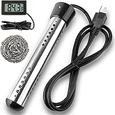 2000W Immersion Water Heater, Portable Water Heater Electric with 304 S S Guard & LCD Thermometer, Submersible Bucket Heater Heat 5 Gallons of Water in Minutes for Home Bathtub Basin