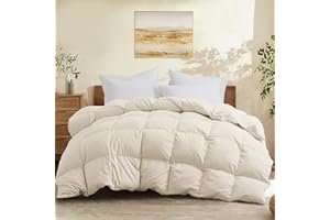 Joysoul Queen Size Down Comforter - All Season Ultra Soft Goose Down & Feather Fiber Fill, Luxury Hotel Cream Duvet Insert with Corner Tabs (88" X 88")