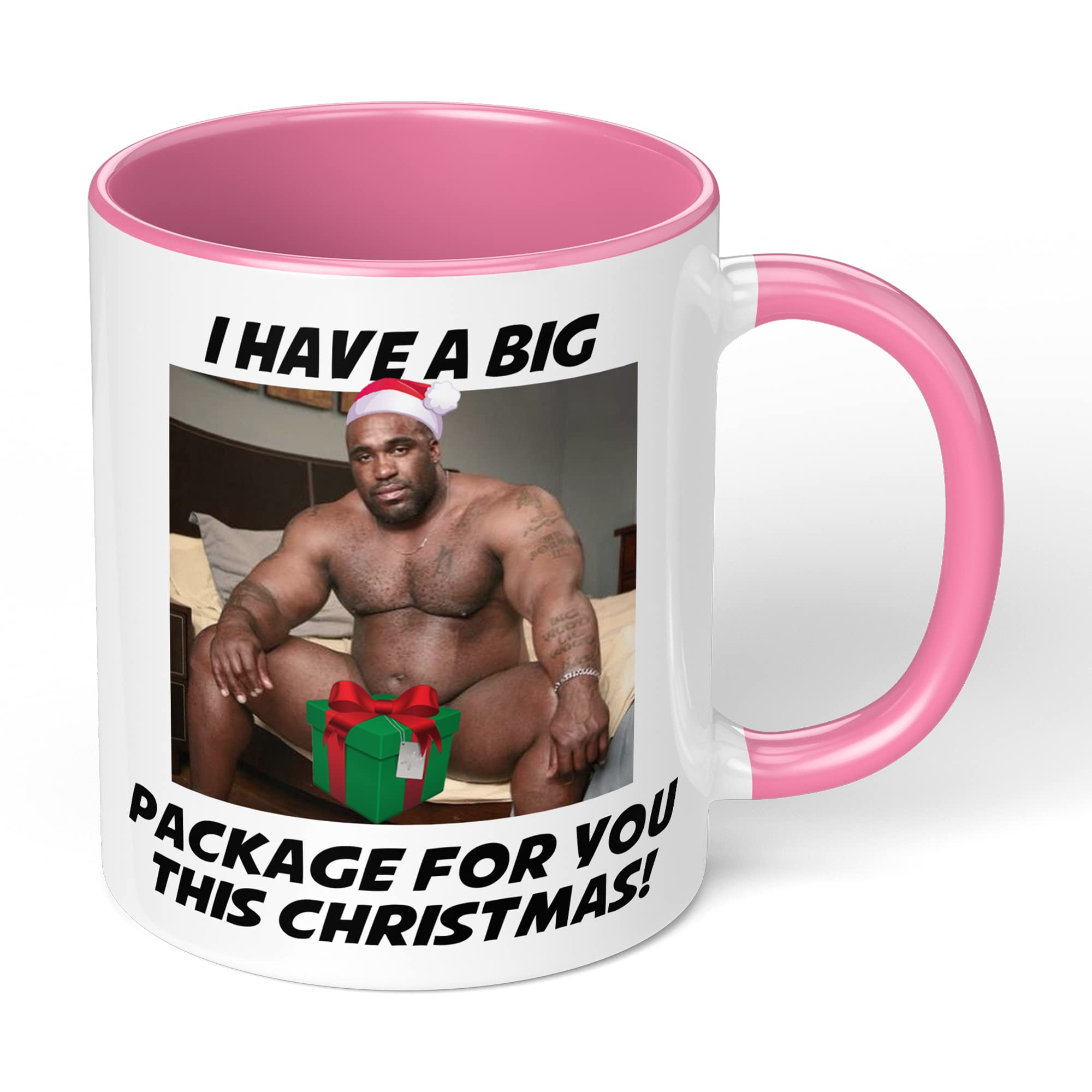 Print Maniacs Barry Wood Christmas Mug Secret Santa Stocking Women Girls Her Hot Coffee Tea Xmas Present Adult Joke Funny Rude Naughty Big Package Mug (Pink Fill)