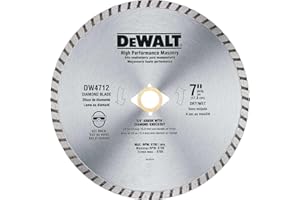 DEWALT Diamond Blade for Block and Brick, Dry/Wet Cutting, Continuous Rim, 7-Inch (DW4712)