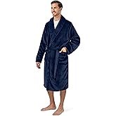 PAVILIA Mens Soft Robe Bathrobe for Men, Lightweight Fleece Male Robe Long Bath Shower Spa