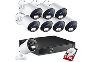 EZFIX 2MP Security Camera System Wired, H.265+ 8CH Surveillance DVR with 1TB Hard Drive and 8 x 1080p HD IP66 Outdoor CCTV Cameras, 100ft Night Vision, Smart Playback, Motion Alerts, Remote Access