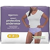 Amazon Basics Postpartum Incontinence Underwear for Women, Maximum Absorbency, Disposable, Fresh Protection, Odor Control, Comfortable Fit, Medium, Lavender, 20 Count