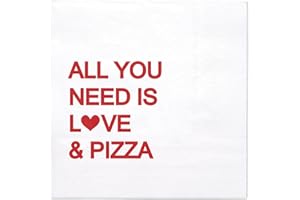 WRAPAHOLIC 50Pcs Wedding Cocktail Napkins - 3-Ply All You Need is Love and Pizza Lettering Disposable Paper Napkins for Brida