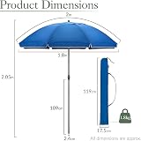CHRISTOW 2m Blue Tilting Beach Parasol Umbrella UV Resistant Portable Garden view 8