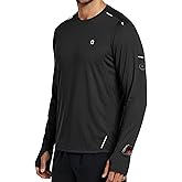 Clbort Men's Reflective Long Sleeve Running Shirt for Men, Watch & Thumb Hole - Quick Dry Athletic Top, Night Running, Hiking