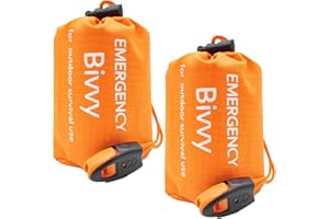 ROOBUCK Emergency Sleeping Bag 2 Pack Lightweight Survival Sleeping Bags Thermal Bivvy Sack Portable Emergency Blanket for Ca