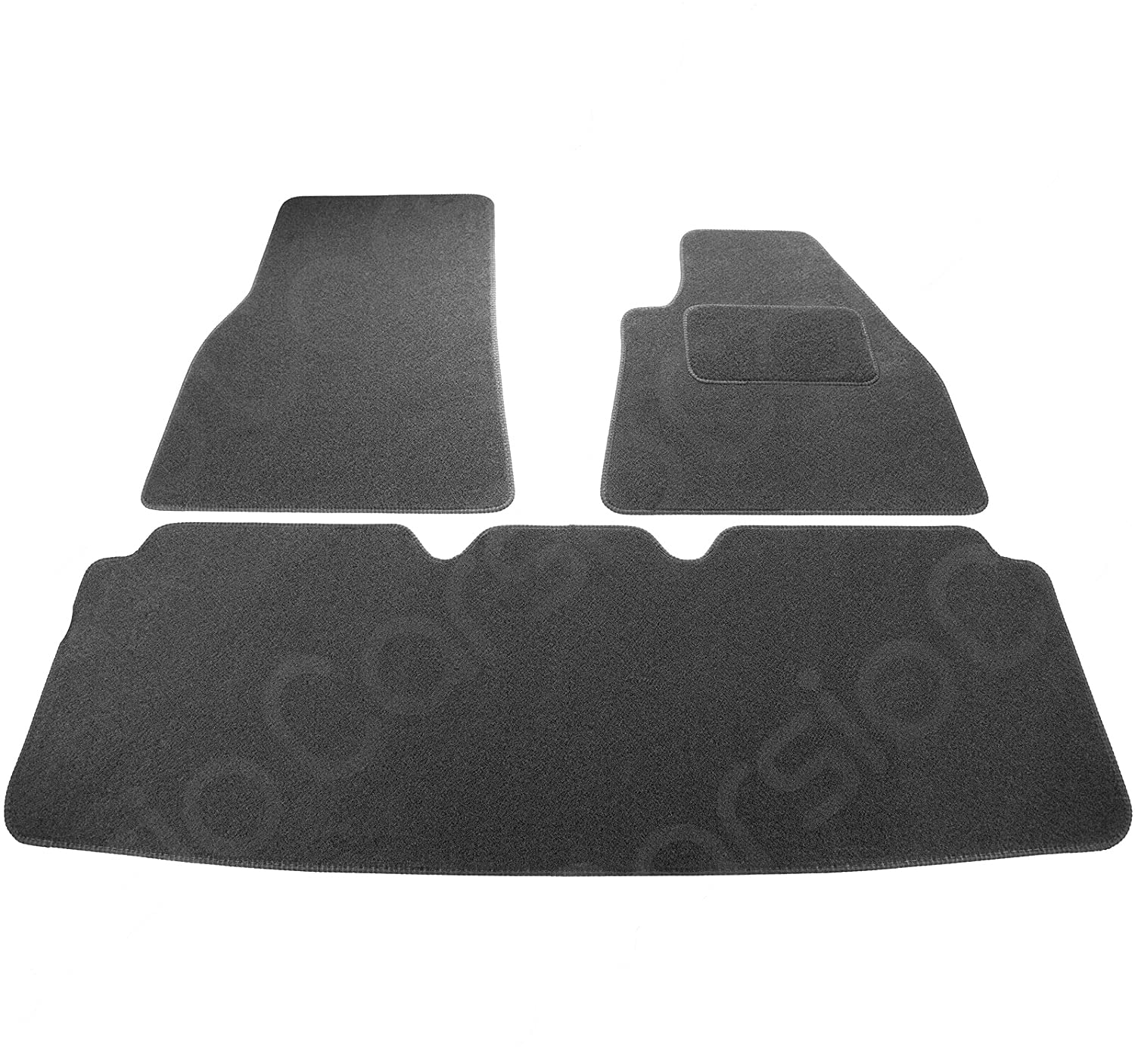 Carsio Carpet Car Mats For Tesla Model S 3 Piece Set Tailored Fit Floor Mat Complete Accessory Black Custom Fitted - All Weather, Anti-Slip Backing & Black Trim