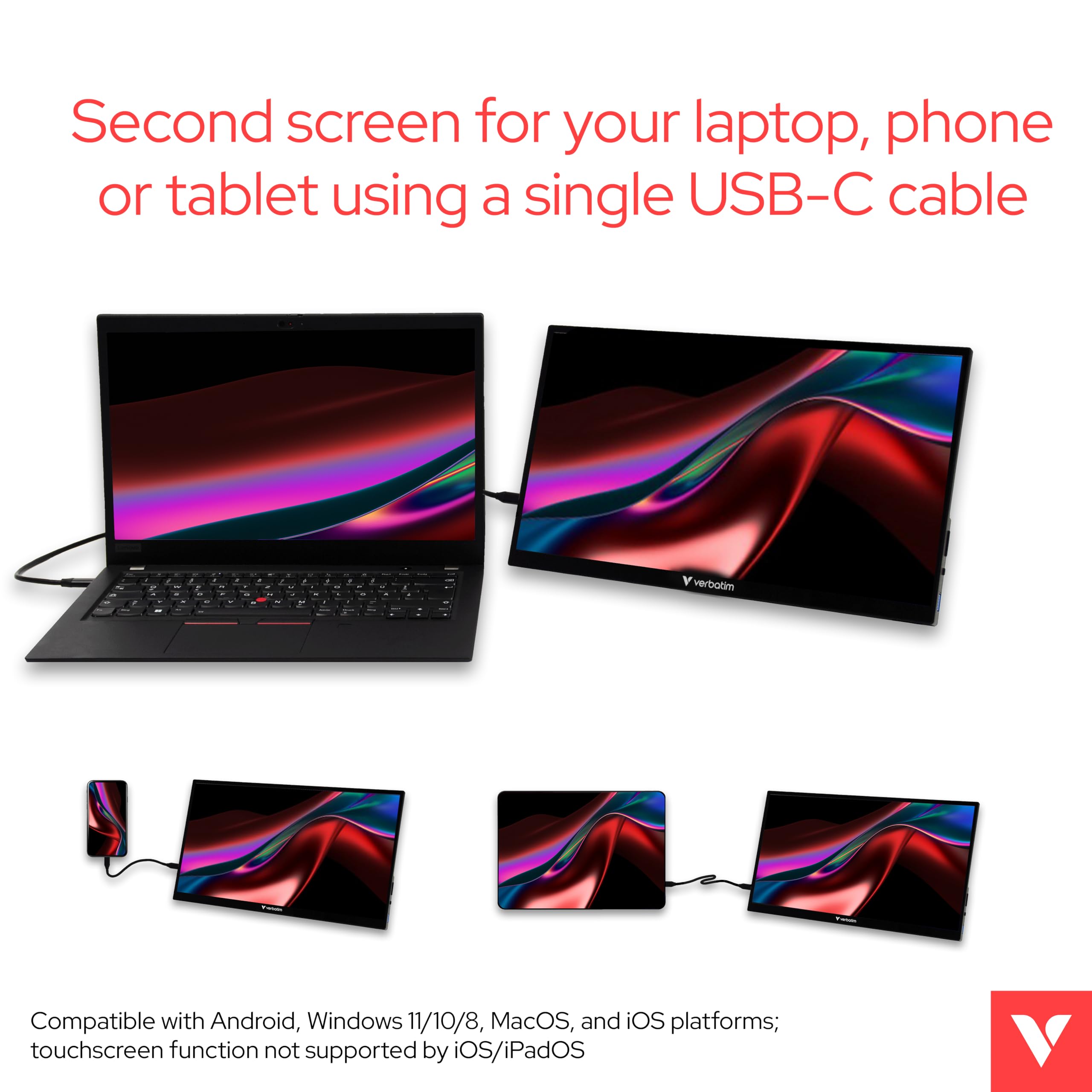 Verbatim Portable Touchscreen Monitor 17.3