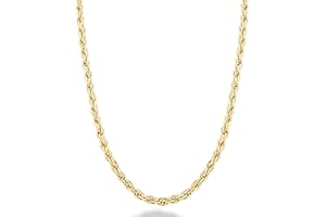 Miabella Solid 18K Gold Over Sterling Silver Italian 2mm, 3mm Diamond-Cut Braided Rope Chain Necklace for Men Women, 925 Sterling Silver Made in Italy