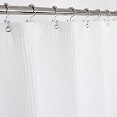 Barossa Design Waffle Weave Shower Curtain Fabric White, 72x72 | Heavy Weight Fabric, Cotton Blend, Hotel Luxury Spa, Machine Washable, 72W x 72H for Bathroom