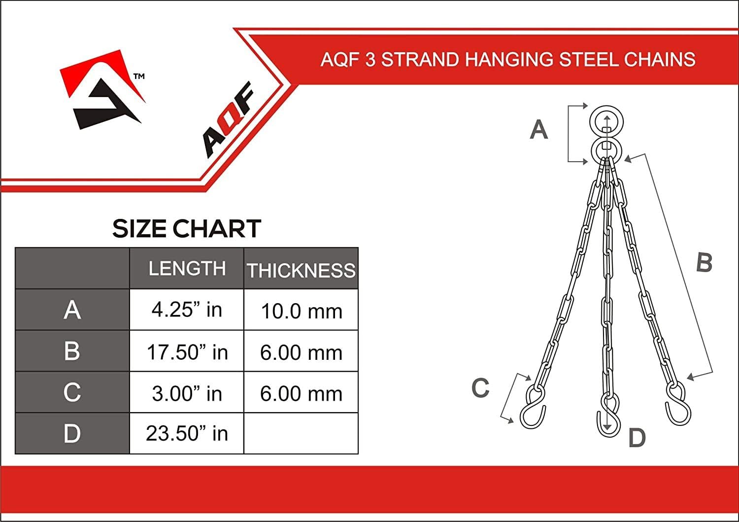 AQF Heavy Duty Boxing Punch Bag Iron 3 Panel Chains Wall Mount Punching MMA Training Hanger (3 Strand), Silver - Image 3