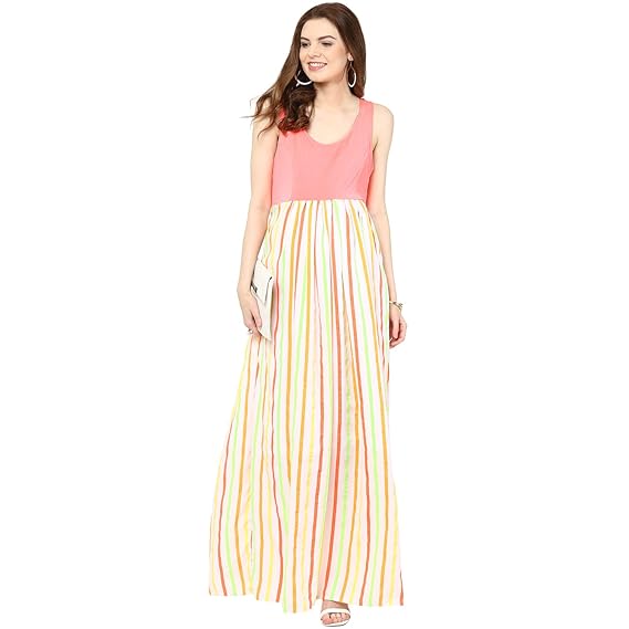 Maternity Neon Stripes Long Dress
