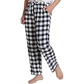 Pintage Women's Petite Flannel Pajama Pants Petite Short Cotton Plaid PJ Bottoms
