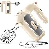 Hand Mixer Electric, 5-Speed Small Handheld Mixer, 2* (Dough Hooks &amp; Beaters) Food Blender, Kitchen Blender for Baking, Cream, Cookies, 304 Dishwasher Safe