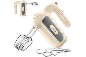 Hand Mixer Electric, 5-Speed Small Handheld Mixer, 2* (304 Dough Hooks & 304 Whisks) Food Blender, Kitchen Blender for Baking