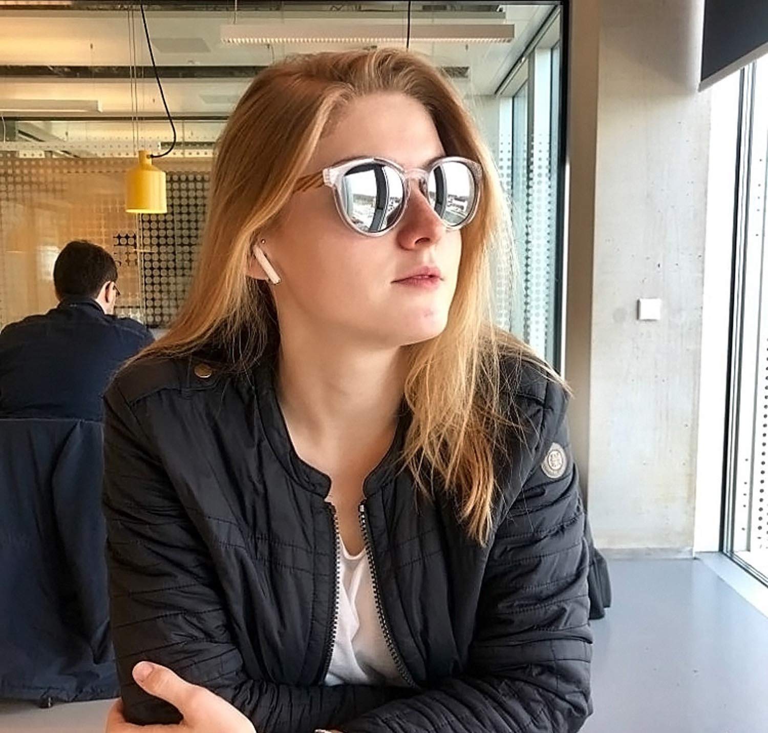 Ablibi Womens Polarized Wood Sunglasses Retro Round Wood Shades in Original Box (Zebrawood, Silver)