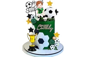 DRWATE Soccer Cake Topper Decorations Soccer Player Clay Figurine Decorations for Football Sport Birthday Supplies (Style 01)