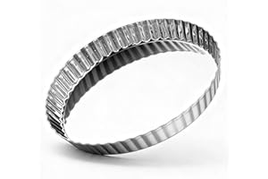 E-far 9.5 Inch Pie Pan, Stainless Steel Pie Baking Dish Tart Quiche Pan for Oven Baking, Round Pie Plate Tin with Fluted Edge