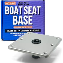 Plaque de base pour siège de bateau, 17,8 x 17,8 cm, support de siège en aluminium pour bateaux Jon ou de pêche, compatible avec poteaux filetés et non filetés, base de chaise de bateau pivotante Plaque de base pour siège de bateau, 17,8 x 17,8 cm, support de siège en aluminium pour bateaux Jon ou de pêche, compatible avec poteaux filetés et non filetés, base de chaise de bateau pivotante