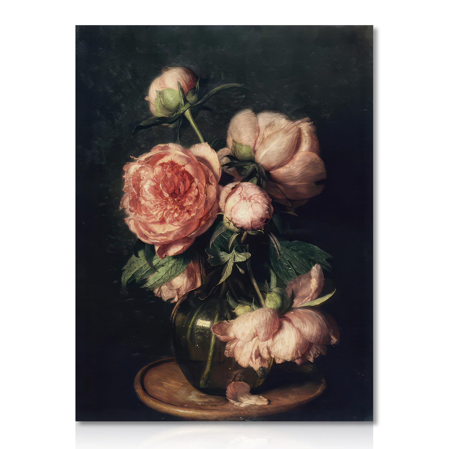 Dazzlewall Peony Flower Wall Art Poster Vintage Floral Prints, Dark Academia Aesthetic Painting Poster For Bedroom Living Room Decor 12x16 in Unframed