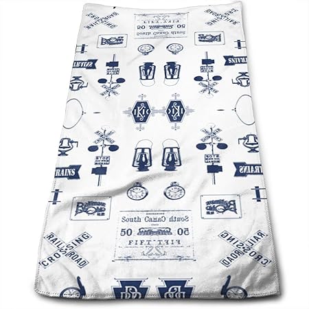 Doormat-bag Navy Railroad Symbols Small Giftwrap Microfiber Bath Towels,Soft, Super Absorbent and Fast Drying, Antibacterial,