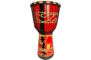 TAOSKNE Djembe Drum,Bongo Congo,African Drum,10 inch professional hand drum - Not Made In China (Red elephant)