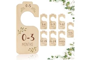 Baoswi Baby Closet Dividers for Clothes Organizer - Set of 8 Beautiful Wooden Double-Sided Baby Clothes Size Hanger Organizer