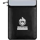 Upgraded Two Pockets Fireproof Document Bag (2000℉), andyer 15”x 11”Waterproof Fireproof Money Bag with Zipper, Waterproof Holder Pouch Fire Safe Envelope for Valuables, Legal Documents (Jet Black)