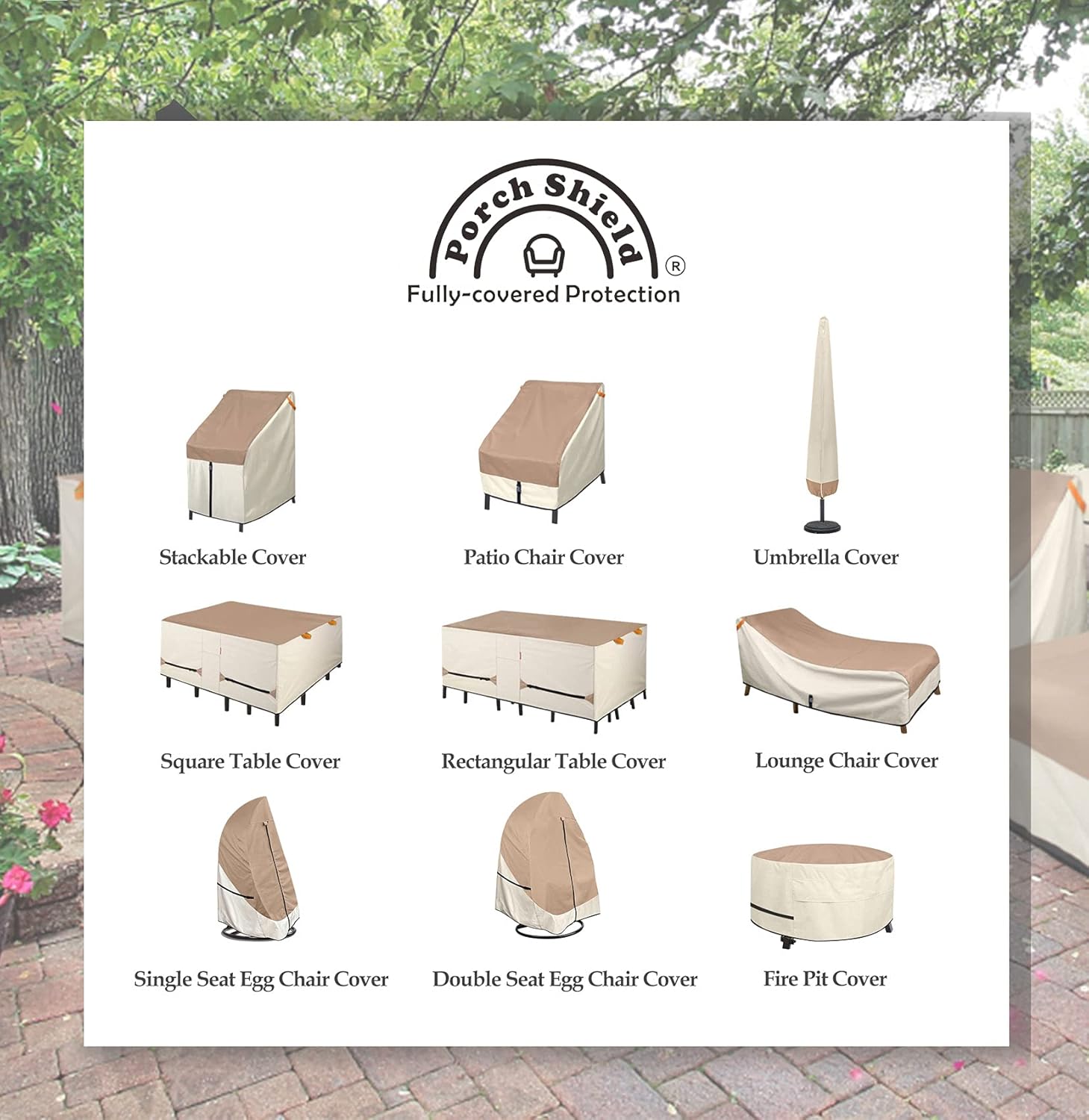 Porch Shield Patio Table Cover - Waterproof Outdoor Dining Table and Chairs Furniture Set Cover Rectangular - 75 x 43 inch, Light Tan & Khaki : Garden & Outdoor