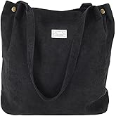 UERRUAM Corduroy Tote Bag for Women with Inner Pockets,Cute Go-to Bag for Everyday,Work,Lightweight,Washable,Portable