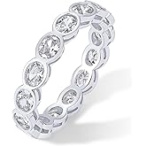 PAVOI 14K Gold Plated Oval Eternity Band for Women - Oval Cubic Zirconia Rings for Women - Stackable Wedding Band for Brides - Promise Eternity Ring Jewelry Gifts