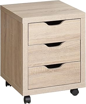 Soges 3 Drawer File Cabinet With Wheels Wood Mobile Cabinet For