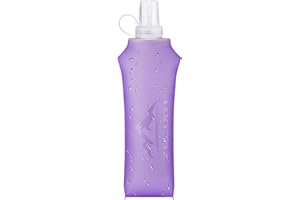 Zelvot Running Vest Soft Flask, BPA-Free 500ml Collapsible Water Bottle for Hydration Backpack, Folding Running Water Bottle for Marathon Hiking Cycling Climbing (Purple, 500 ML)