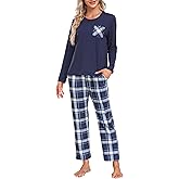 MoFiz Women's Pajamas Sets Long Sleeve Soft Sleepwear 2 Piece Pjs Lightweight Lounge Set