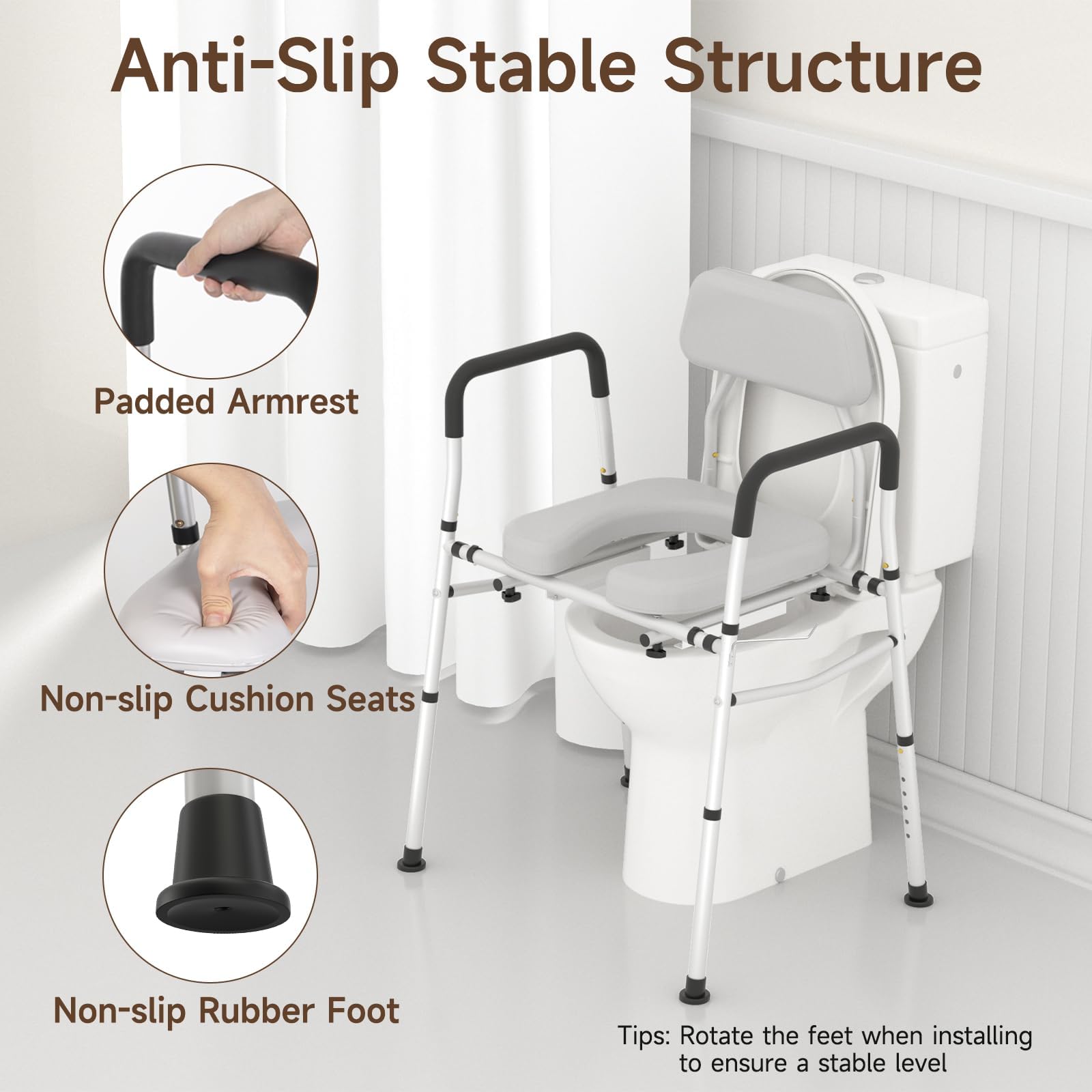 WAYES Bedside Commode Chair for Seniors - 2-in-1 Bedside Toilet and Raised Toilet Seat, Up to 330 Lbs, Adjustable Height & Width