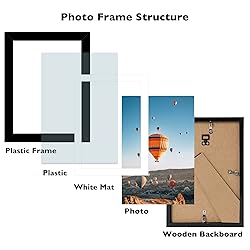 JCJMY 5x7 Picture Frame Black with 4x6 Mat for Wall
