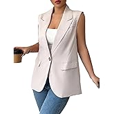 Sexyshine Women's Summer Sleeveless Blazer Vest V Neck Button UP Fully-Lined Casual Work Office Blazers with Pockets