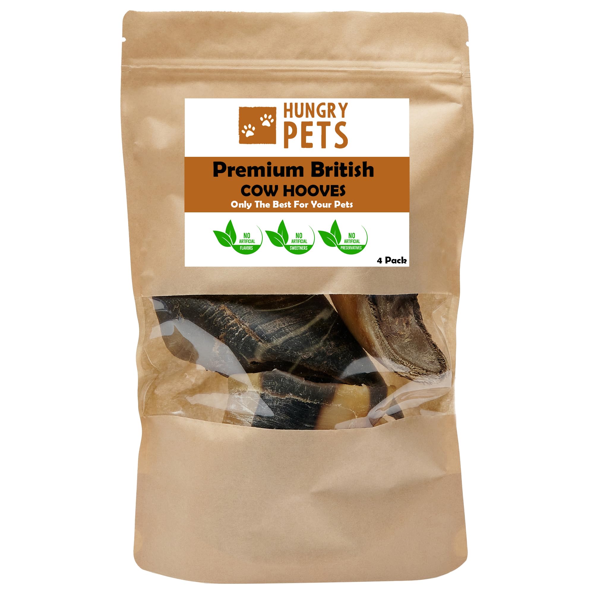Premium Cow Hooves, Dog Treat, 4 Pack