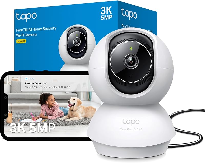 Tapo C230 Indoor Security Camera 3K 5MP AI Detectors Pan Tilt 360 Night Vision