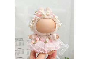 EAVAN Labubu Clothes – Wedding Garden Princess Dress Outfit for 17cm Labubu Dolls, Pink Pearl Headpiece, Butterfly Wing Accents & Floral Skirt Decor – Doll Not Included