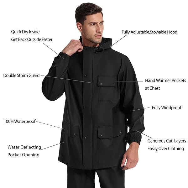 FWG WATERPROOF RAIN SUIT, CARBON BLACK, XX-LARGE