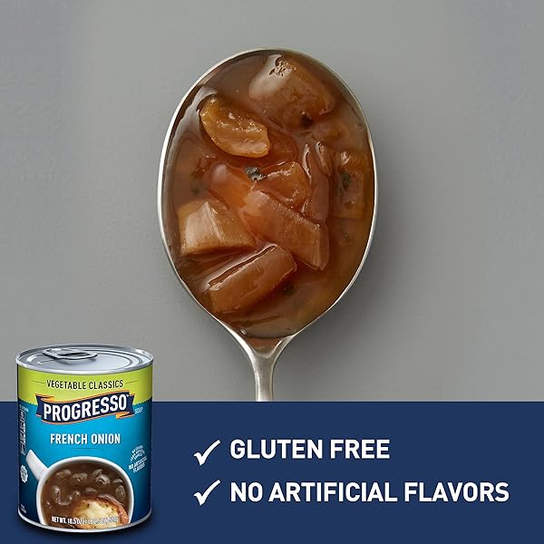 PROGRESSO VEGETABLE CLASSICS, FRENCH ONION CANNED SOUP, GLUTEN FREE, 18.5 OZ.