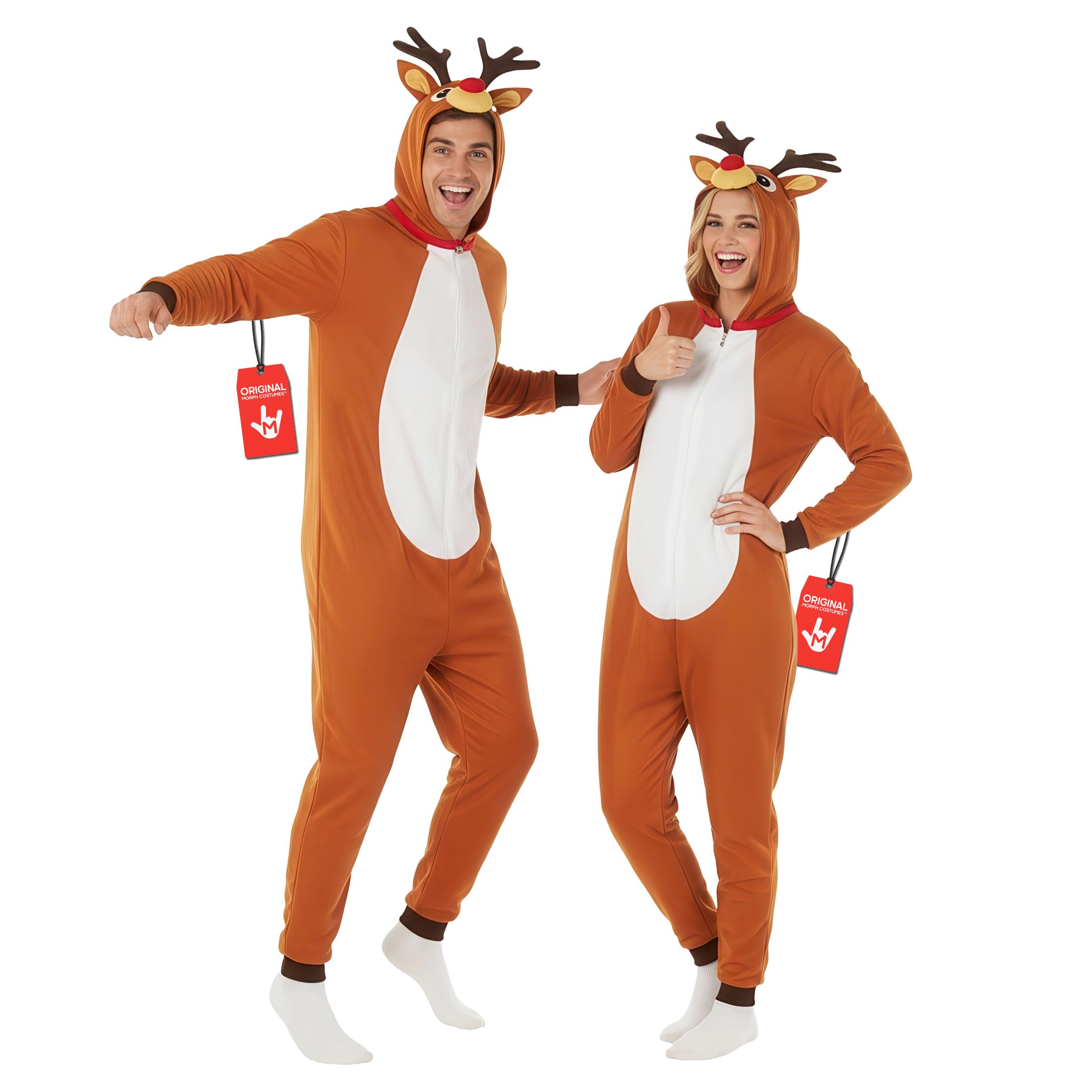 Morph Reindeer Costume Adult Deer Outfit for Women and Men Christmas Fancy Dress Party Attire, X-Large