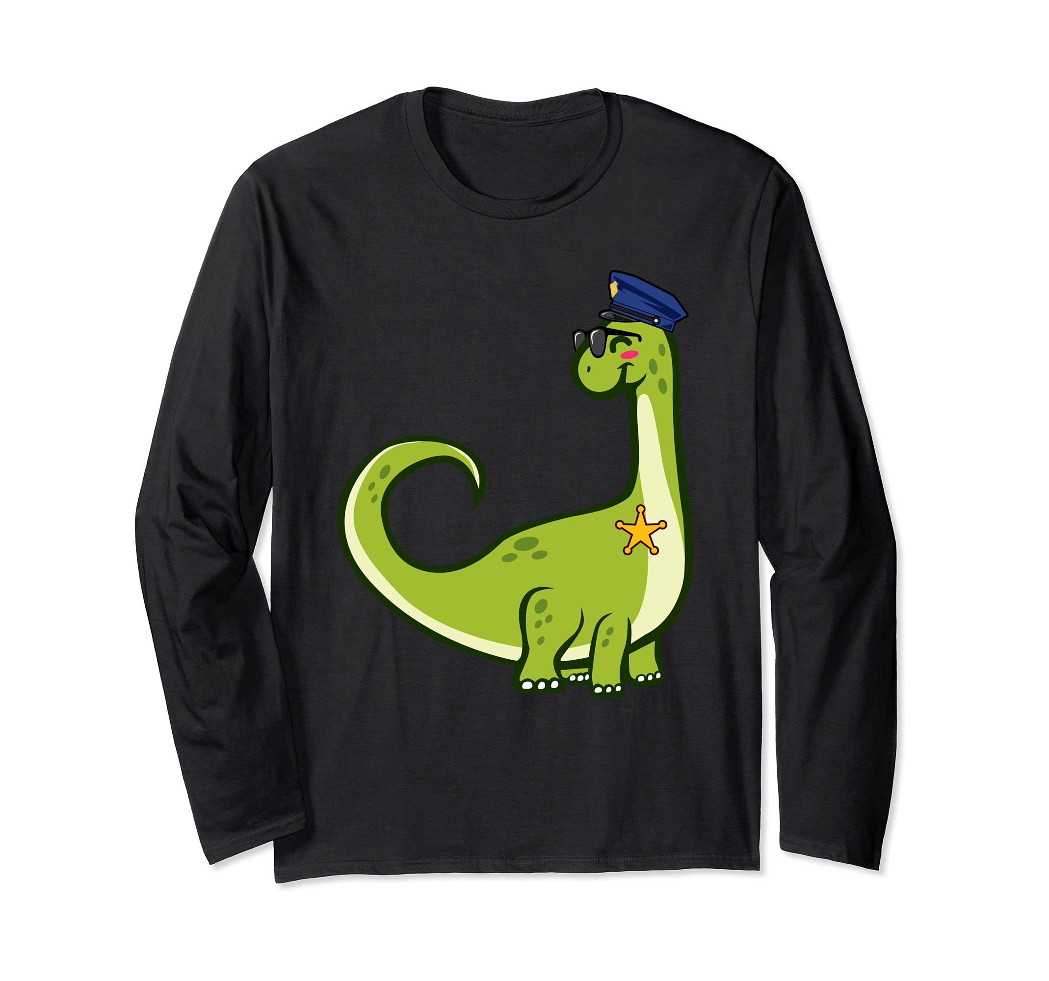 Police Officer Cop Law Enforcement Brontosaurus Dinosaur Long Sleeve T-Shirt