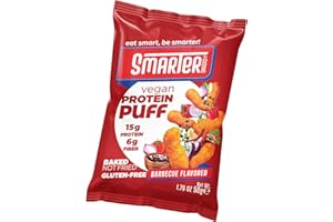 Smarter Snacks Protein Puffs, Barbecue, Vegan, Natural Ingredients, Gluten Free, 50g x 12