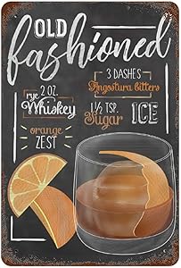 Creative Classic Art Poster Retro Vintage Metal Tin Sign Old Fashioned Cocktail Bar Wall Decoration Horizontal Plate for Farm Supermarket Mall Garden Door Wall Decor Art Signs W8xH12 Inch (20x30cm)